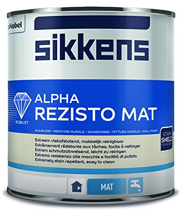 ALPHA REZISTO MATT COLORATO 1L IDROPITTURA SIKKENS AD ALTA LAVABILITA' PER PARETI SENZA MACCHIE