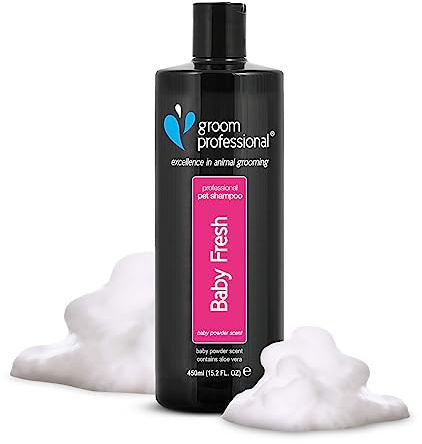 GROOM PROFESSIONAL Baby Fresh Hundeshampoo Sensitiv - Hundeshampoo Gegen Geruch - Babypuderduft - Für Juckende & Trockene Haut - Sanft Duftendes Welpenshampoo - Perfekt für Welpen, 450ml