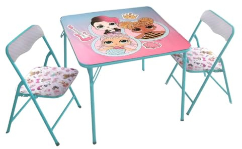 LOL Surprise Kids Table and Chair Set,3 Piece Square Activity Table with 2 Chairs for Toddlers & Children, Ages 3+