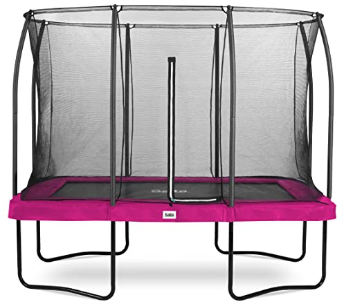 Salta Comfort Edition - Trampolin mit Sicherheitsnetz - 214x153cm - Schwarz | TÜV geprüft, Rechteckiges Outdoor Trampolin, Gartentrampolin - Set mit Sprungmatte, Sicherheitsnetz, Federn, Randabdeckung