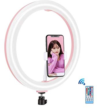 PULUZ Luce ad anello, 30,5 cm dimmerabile RGB O Ring Light con testa a sfera treppiede a scarpa fredda e morsetto per telefono e telecomando per trucco, video YouTube, anello luminoso da tavolo a LED