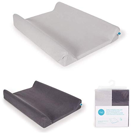 Ceba Baby Bezug für Wickelauflage - 2er Set Wickelauflagenbezüge für den 2-Keil Wickelmulde 50x70 / 50x80 cm - Überzug für Wickelunterlage - Baumwolle, extra dick und kuschelig - Dunkelgrau + Hellgrau