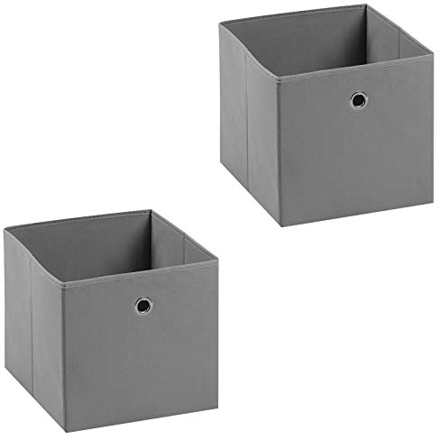 IDIMEX Stoffbox, praktische Faltbox im 2er Pack, schöne Aufbewahrungsbox faltbar, einfacher Einschubkorb in grau