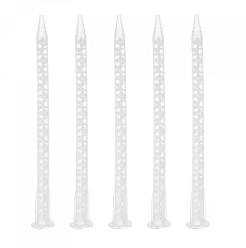 sourcing map 5 Pcs Époxy Tubes Mélangeur statique, 6,02 pouces Plastique Résine Mélange Buse Plat Boucle pour AB Colle Adhésif Pistolet Applicateur 50ml Cartouches, Blanc