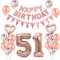 Hongyantech Luftballon-Set 51. Geburtstag Damen: 24 rosegold Ballons, inkl. Geburtstagsbanner, Zierband, Konfetti & Dekorative Zahlenballons