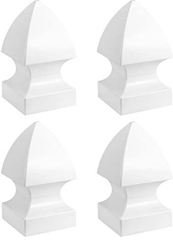 QWORK Vinyl Post Caps, 4 Pack Vinyl Fence Post Caps for 5 x 5 Fence Post, Outdoor Use, White