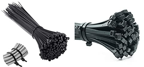 Vinabo 110 pièces Collier de Serrage 200 mm x 2,5 mm, Professionnelles Attache Câble, Serre Câbles Nylon, Colliers Serre-Cable 200mm, Noir, Lot de 110 Pièces & ERKO 100 pièces d'attaches de câble