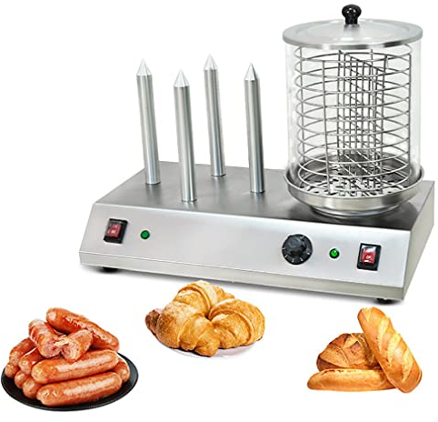 CYTBEK Máquina para cocinar Salchichas a la Parrilla, Calentador de Perritos Calientes de 458 W, Cocina al Vapor para Perritos Calientes, máquina calentadora de panecillos, con Varilla de Aluminio