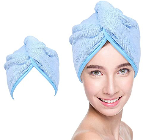 PARENCE.- Asciugamano in microfibra per capelli/Asciugamano assorbente per asciugatura capelli - 50 * 22 cm colore casuale (blu, rosa, arancione, viola)