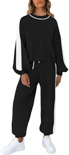 Sovoyontee Damen Jogginganzug Loungewear 2-Teiliges Lounge Set Sweatsuit Pullover