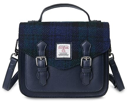 Islander® The Calton Satchel Damen-Umhängetasche mit Harris-Tweed, Größe S und M