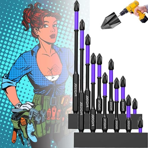 PRFECT D1 Anti-Slip And Shock-Proof Bits With Phillips Screwdriver Bits - Strong Magnetic, High Hardness, Anti-Slip Teeth for Electric Drill - Ideal for Mechanics and DIY Enthusiasts