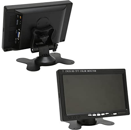 ASHATA Monitor LCD TFT da 7 Pollici per Telecamere per Retromarcia per Auto, Telecamera di Backup, Dvd, Ricevitore Satellitare e Altre Apparecchiature Video, con Supporto Girevole,