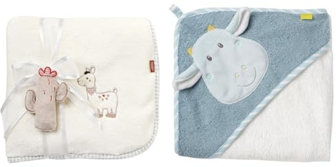 Fehn Kuscheldecke Peru Lama - Kuschelige Schmusedecke als Babydecke & Badetuch Baby Drache - Badehandtuch Kinder Poncho aus Frottee
