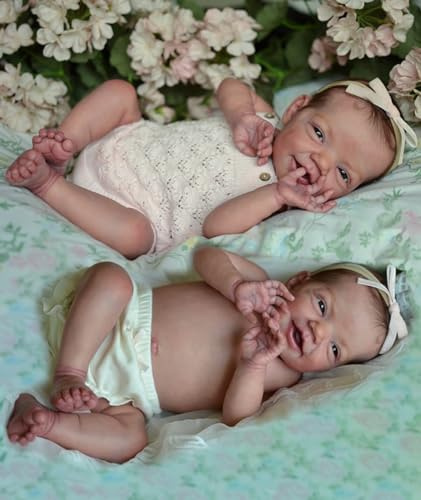 Anano Reborn Baby Vollsilikon Lebensechte Babypuppen Echte Babypuppe Blaue Venen Niedliches Lächeln 20-Zoll Realistische Silikon Puppe Reborn Babys Toddler Für Kinder Geburtstag