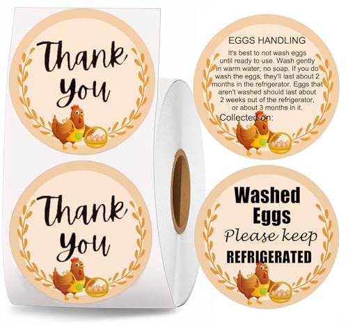 Remerabel Farm Fresh Eggs Carton Direct Thermal Labels 2Inch Colorful Round Chicken Duck Quail Eggs Packaging Thermal Stickers for Farm-to-Table Packaging, Business, Retail Display 200Pcs