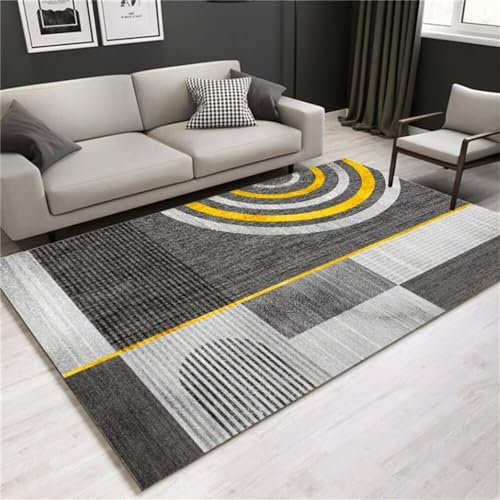 RUGMRZ Kinderteppiche Mädchen Auslegware Kinderzimmer Grauer gelber Teppich Restaurantzubehör rechteckiges Wohnaccessoire pflegeleicht zur Schalldämmung Badezimmer 140X200CM