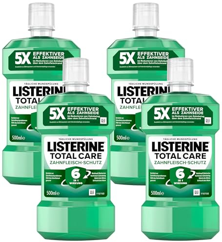 LISTERINE Total Care Zahnfleisch-Schutz (500 ml), schützende Mundspülung gegen Zahnfleischprobleme mit 6 in 1 Wirkung, antibakterielles Mundwasser stärkt die Zähne, bis zu 24h frischer Atem