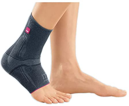 medi Levamed Sprunggelenkbandage unisex | Silber | Größe I | Gelenkbandage zur Stabilisierung des Sprunggelenks | Beidseitig tragbar | Einzigartiges Komfortgestrick | Erweiterte Entlastungszone