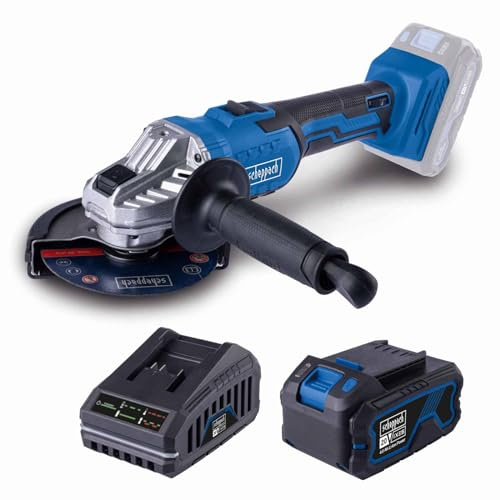 Scheppach Akku Winkelschleifer C-AG125-X | Schleifscheiben-Ø 125mm | Drehzahl 2500‒10000 min-1 in 6 Stufen | Softstart & Überlastschutz | 20V-IXES-Serie | 10 Jahre Garantie | mit 4Ah Akku & Ladegerät