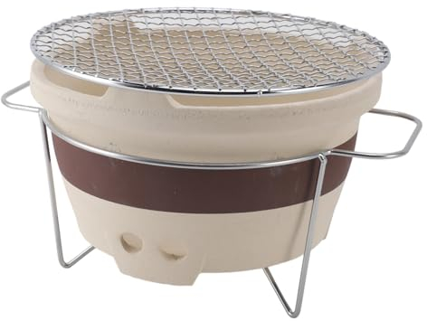 Yakitori Grill, Table Top Charcoal Grill Konro Grill Korean BBQ Grill Clay Charcoal Stove Clay Grilling Tea Making Stove for Outdoor Barbecues Camping Traveling, 9.45x9.45x5.71in