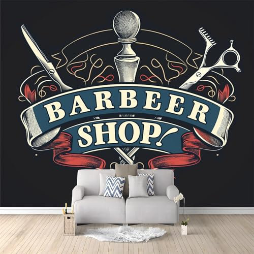 Papier Peint Mural Salon Ciseaux De Salon De Coiffure 350 x 256cm Papier Peint Panoramique Intissé Moderne, Décoration Murale Poster Tableaux Muraux Imprimé 3D Tapisserie Photo
