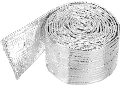QUARKZMAN Gaine Thermique en Aluminium 1 1/4 ID x 5,9Ft Manchon Thermique | en Fibre de Verre Métallique en Aluminium, pour Lignes de Carburant Câbles et Câblage Électrique