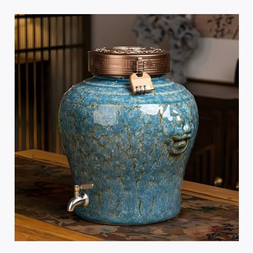 GRRICEPL Dispensador De Agua De Cerámica, Almacenamiento De Vino, Depósito De Vino, Depósito De Agua Cierre Seguro con Cerradura De Combinación(Multi-Colored-B,10 L)