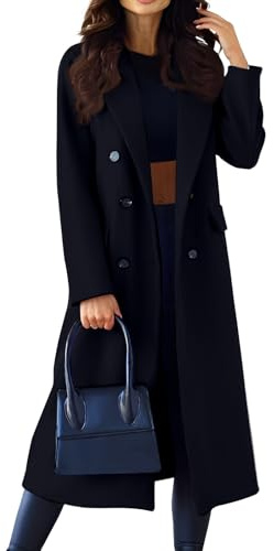 Manteau Laine Femme Duffle Coat Femme Manteau Femme Hiver Long Manteau Long Femme Manteau Long Femme Hiver Manteaux Très Chaud Trench Coat Femme Manteau Long Femme Hiver Noir S