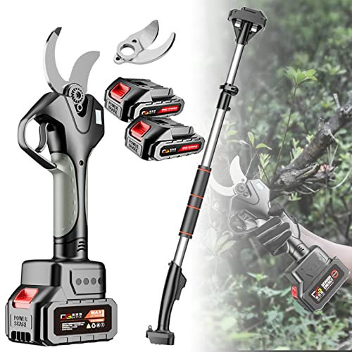 LYDBMYT Tijeras de podar eléctricas inalámbricas de 21 V, Tijeras de podar Extensibles para árboles, Tijeras de podar eléctricas de 45 mm/1,8 Pulgadas, a batería, con Poste de extensión