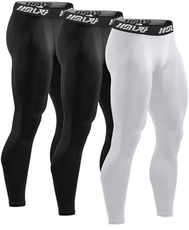 Holure 3 eller 4-pack kompressionsbyxor för män, atletisk träning löpning leggings för män, sport baslager termiska tights, 3-pack: svart/vit, M