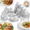tectake® 100-Piece Dinner Set for 12 People, Tableware Set in Scratch-Resistant Porcelain, Dishwasher- & Microwave-Safe Bowl & Plate Set with Stackable Design, Incl. Plates, Bowls, Mugs & More - White