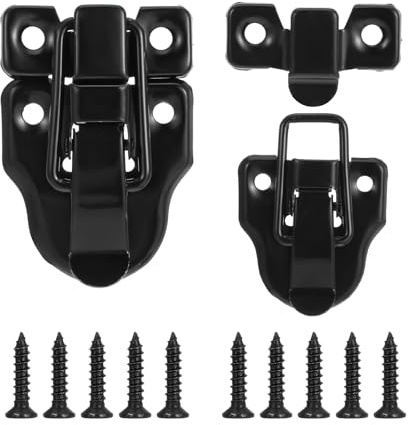 Hasp Latches Hardware, Mabor 2 Pack Black Classical Duckbilled Tool Box Buckle Latch Locks Replacement for Jewelry Box Cabinet, Chest, Jewelry Box, Ordinary Wooden Box
