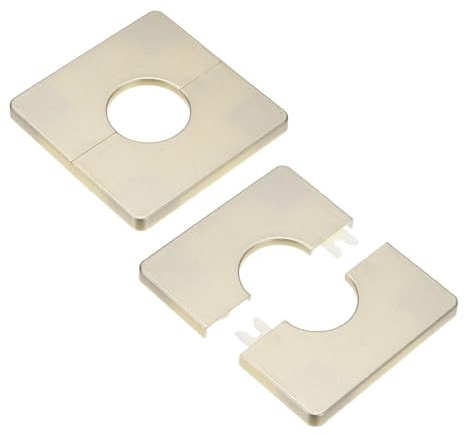 M METERXITY 2er-Pack Wand-Split-Flansch ABS Quadratisch Gold Ton | Für 1, 3 Zoll/32mm Außendurchmesser Rohr, Selbstklebende Abdeckplatten, Für Wasserrohr/Armatur