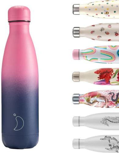 Chilly's Original Trinkflasche - Isolierflasche aus Edelstahl, wiederverwendbare Thermoflasche für heiße & kalte Getränke - Auslaufsicher, kein Schwitzen - Pink Navy, 500ml