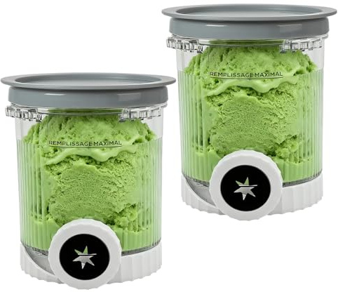 Creami Tubs for Ninja Swirl by CREAMi Soft Serve & Ice Cream Maker NC701UK NC701 NC700 Series, 2 Pack Replacement Ice Cream Containers Pints Pots and Lids for Ninja Creamy, BPA-Free & Dishwasher Safe