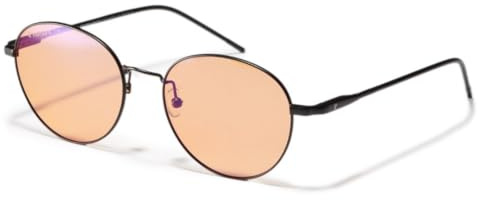 Horus X • Runde Blaulichtfilter Brille | Computerbrille für Bildschirme: gegen Ermüdung & Augenbelastung | Damen und Herren | Obsidian Amber