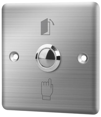 VNLCPX Bouton de Sonnette en Métal, Sonnette Filaire Exterieur Imperméable, Plaque de Sonnette, Bouton Poussoir, Gris, 86 x 86 mm