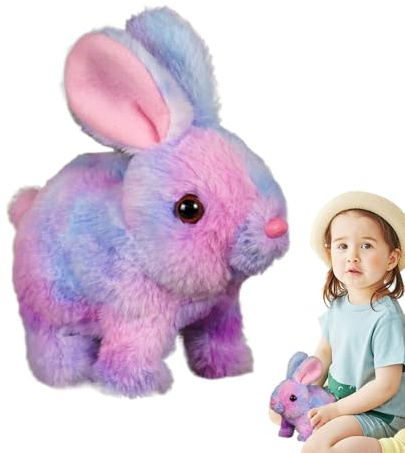 Realistic Bunny - Simulated Rabbit Doll Stuffed Animal with Natural Movements, Interactive Robotic Pet That Hops, Wiggles Ears, and Twitches Nose, Plush Toy for Kids and Adults, 9 Inches