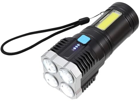 Healeved Torcia Elettrica Ricaricabile USB Multifunzione Portatile in Plastica Resistente per Uso Esterno Campeggio e Emergenza Torcia Potente LED Compatta per Attività All’Aperto