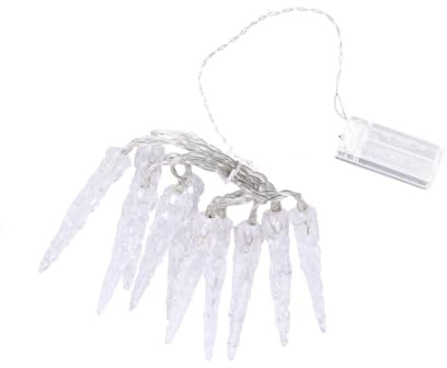 NUOBESTY Eiszapfenlicht 10led aus Pvc, Weiße Dekorationsbeleuchtung | Vorhanglicht Warmweiß, Flexible Form, Batteriebetrieben und Energiesparend für Karaoke