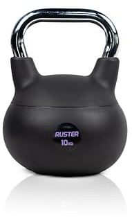 RUSTER Kettlebell de PVC rellena de arena metálica para entrenamiento funcional, pesa rusa con mango de acero cromado antideslizante y base estable, ideal para casa y gimnasio