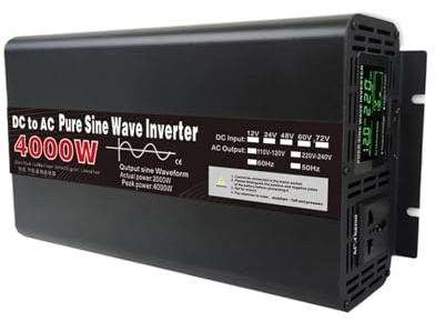 Onduleur Onduleur Solaire Hybride 4000 W DC 12 V 24 V 48 V 60 V 72 V vers AC 220 V Chargeur 5 KW À Onde Sinusoïdale Chargeur Portable 12 V 220 V Transformateur(60V,230V(50HZ),Europe)