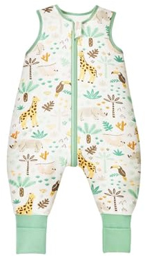 ToyaTec Baby sovsäck med ben 1.0 Tog, Supermjuk rayon tillverkad av bambu, bambufibersovsäck för pojkar eller flickor(Giraff,M)