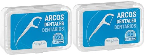 Arcos Dentales con Hilo Dental 120 Unidades (2 Cajas x 60 ud) | Seda Dental con Mango Ergonómico y Punta de Mondadientes | Limpieza Interdental Profunda | Incluye Funda Portátil de Viaje