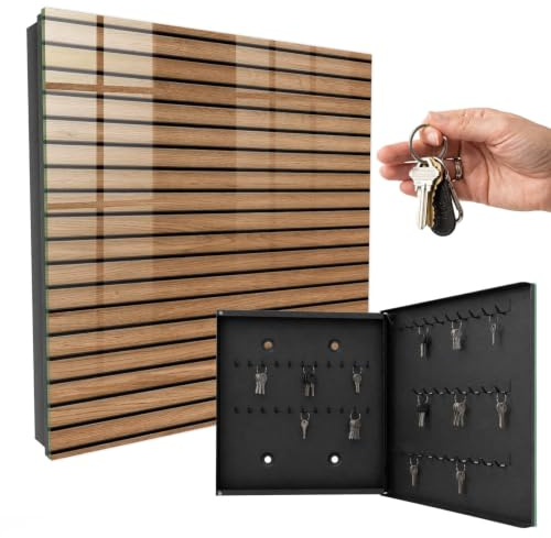 Armario para Llaves 30x30 cm Paneles de Madera Puerta Derecha Negro | Colgador | Vitrina | Expositores | Depósito | Armario | Gancho | Cuadro | Mueble | Recipiente | Soporte
