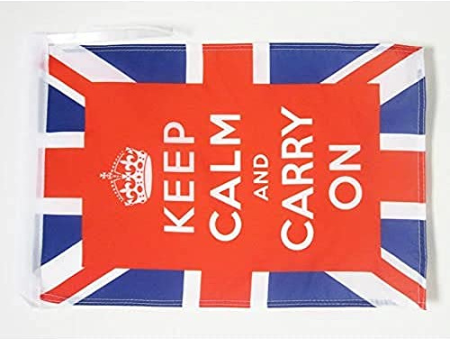 AZ FLAG Bandiera Keep Calm and Carry On Rosso 45x30 cm Cordini | Uso interno ed esterno bandiera decorativa Mantieni la calma e vai avanti doppie cuciture e bordi rinforzati poliestere 100D