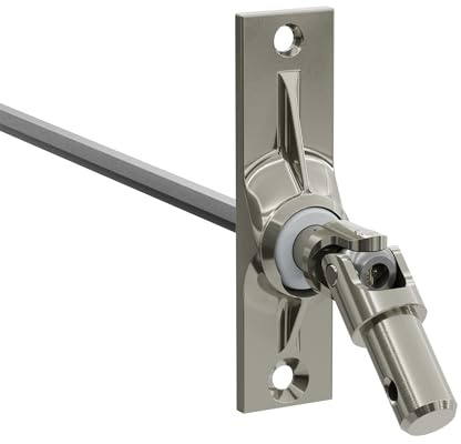 DIWARO.® | Rolladen Gelenklager G065, 45 Grad Umlenkung, Grundplatte 22 x 85 mm mit 2 Befestigungslöcher, Kurbelzapfen Anschluss 11,9 mm, Antrieb zum Rolladengetriebe 6 mm Sechskant.