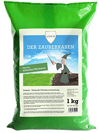 Linsor Zauberrasen, 1kg für 50m², das Original, pflegeleichte schnellkeimende Rasensamen, für alle Böden und Standorte