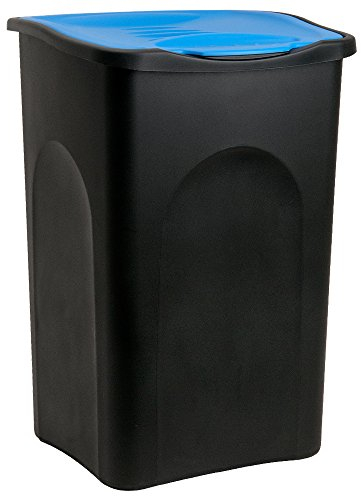 Mülleimer mit Deckel 50L Abfalleimer Geruchsarm Küche Bad Biomüll Gelber Sack Kunststoff Mülltrennung Schwarz Blau